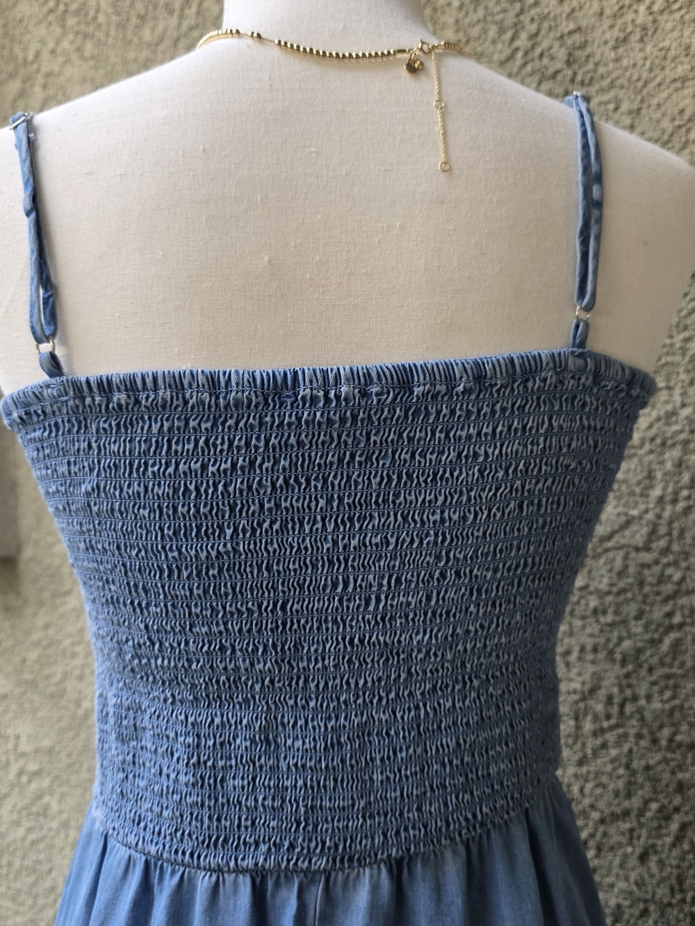 Love Tree Sky Blue Smocked Spaghetti-Strap Maxi Dress - Picture 3 of 6